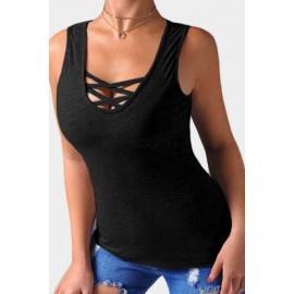 Caged Crisscross Casual Tank Top
