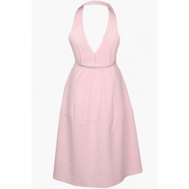 Pink Halter Backless Sexy A Line Dress