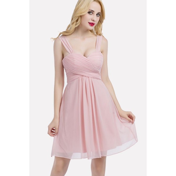 Pink Tulle Wrap Ruched Sexy Party Dress 