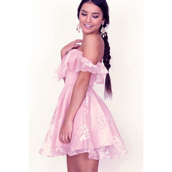 Pink Sweetheart Off Shoulder Sexy A Line Dress 