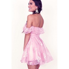Pink Sweetheart Off Shoulder Sexy A Line Dress