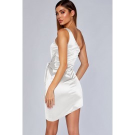Satin Knotted One Shoulder Sexy Bodycon Party Dress