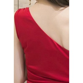 Red One Shoulder Ruched Bodycon Party Dress