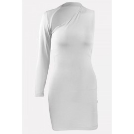 White Cutout One Shoulder Sexy Bodycon Mini Dress
