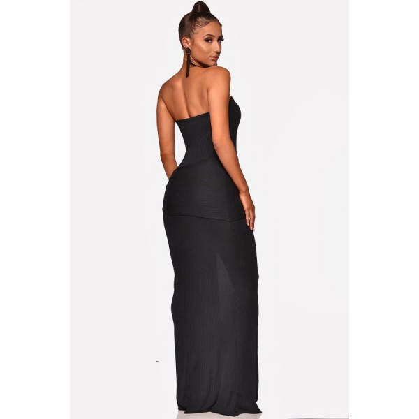 Strapless Knotted Sexy Maxi Bodycon Dress 
