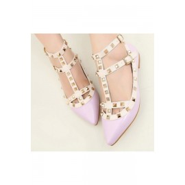 Light Purple Faux Leather Studded Strappy Flats