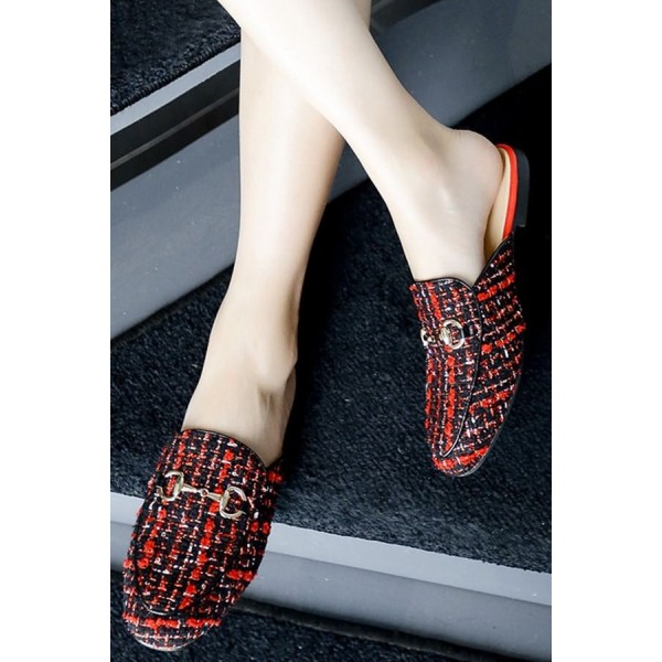Red Woven Metal Decor Mule 