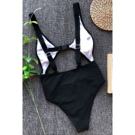 Black Cutout Buckle Padded High Cut Sexy Monokini Swimsuit