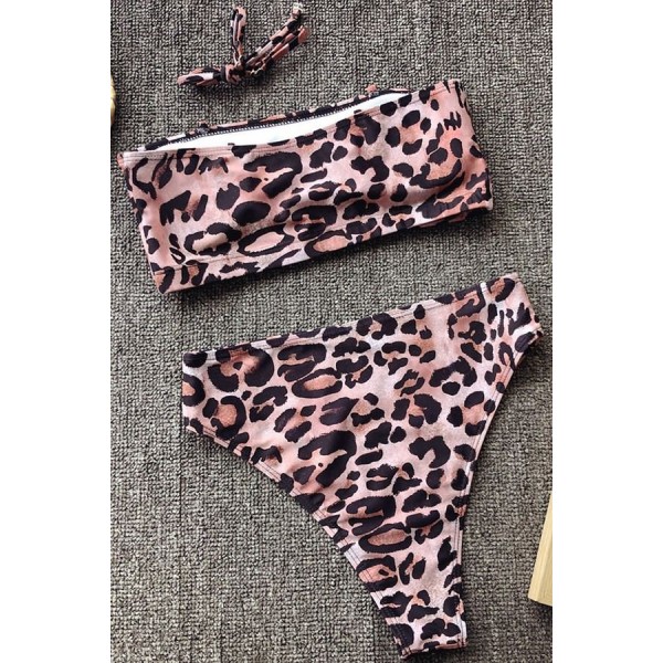 Leopard Bandeau High Waist Cheeky Sexy Bikini 