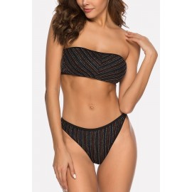 Black Stripe Bandeau High Cut Sexy Bikini