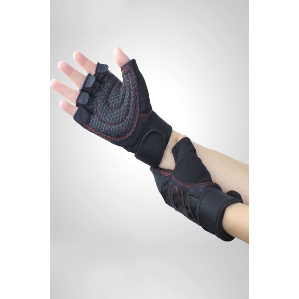 Red Non-slip Breathable Half Finger Sportswear Gloves 