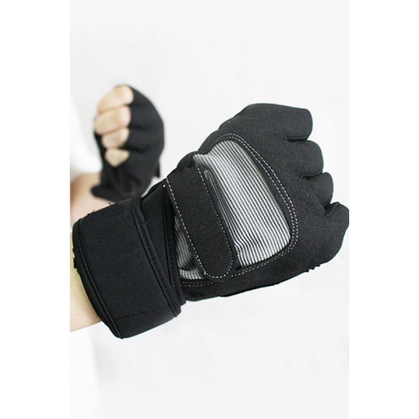 Black Non-slip Breathable Half Finger Cycling Gloves 