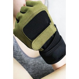 Army-green Non-slip Breathable Half Finger Cycling Gloves