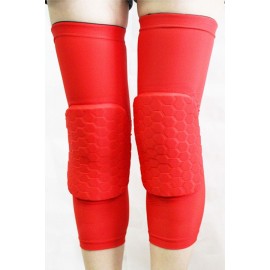 Red Crashproof Antislip Honeycomb Pad Knee Sleeve