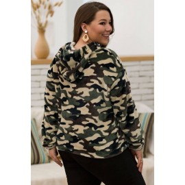 Army-green Camouflage Long Sleeve Casual Plus Size Hoodie
