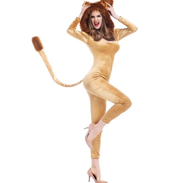 Light Brown Faux Fur Deluxe Lion Cosplay Costume 
