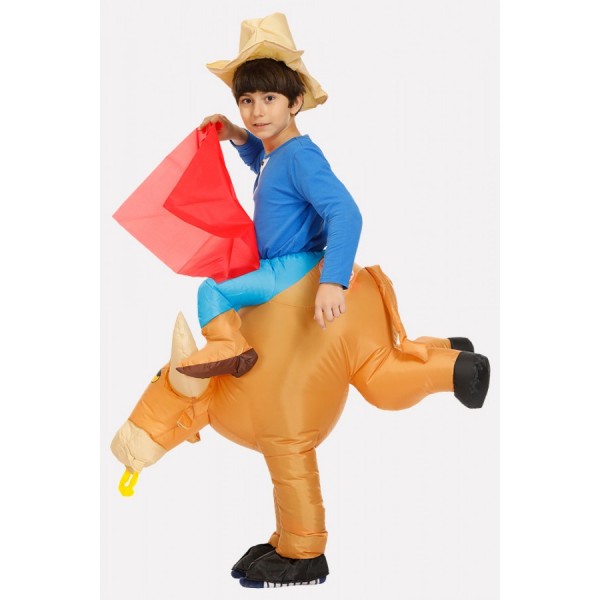 Light-brown Ride Bull Inflatable Kids Halloween Costume 