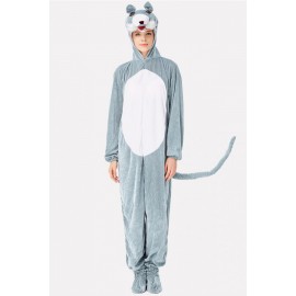 Light-gray Wolf Jumpsuit Kigurumi Halloween Costume