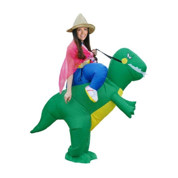 Green Adult Carry On Inflatable Tyrannosaurus Costume 