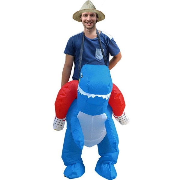 Blue Adult Carry On Inflatable Tyrannosaurus Costume 
