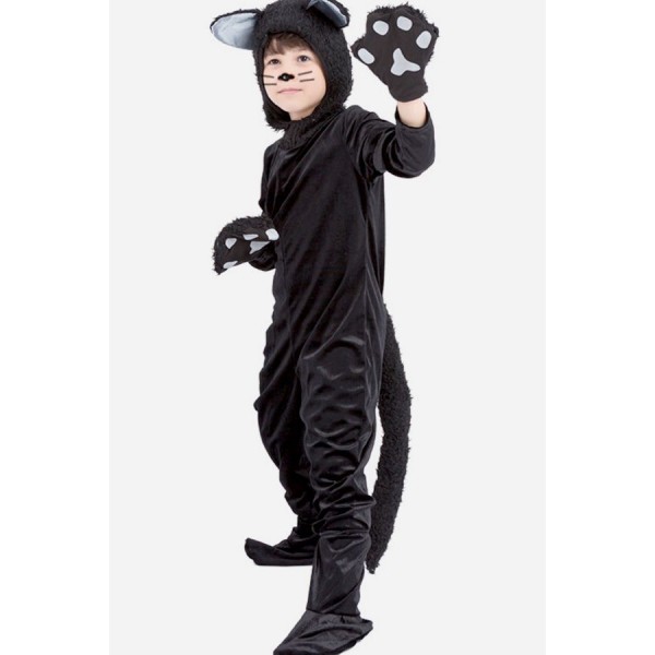 Black Cute Cat Pajamas Kids Cosplay Costume 