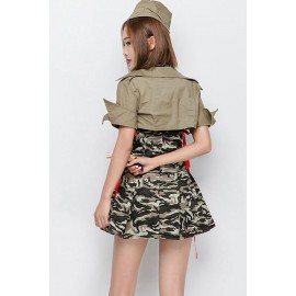 Army Green Dress Sexy Camouflage Pattern Cosplay Costume