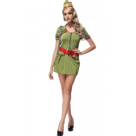 Army Green Short Sleeve Sexy Costume