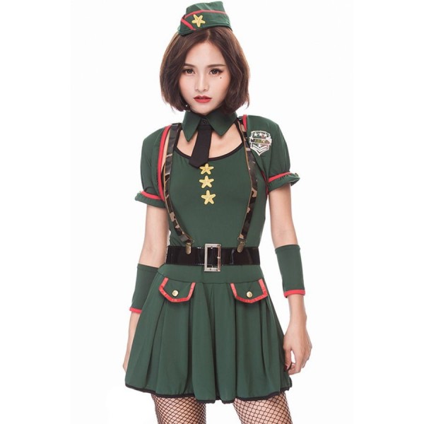 Dark-green Sexy Army Girl Costume 
