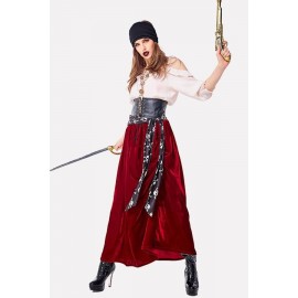 Dark-red Pirate Halloween Cosplay Costume