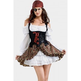 White Sexy Pirate Dress Halloween Costume