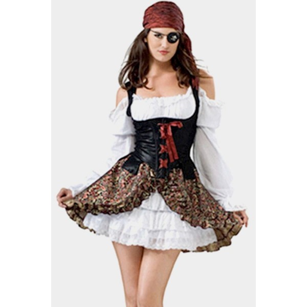 White Sexy Pirate Dress Halloween Costume 