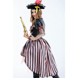 Black Stripe Print Sexy Pirate Costume