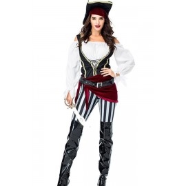 Black-white Pirate Captain Lady Halloween Costume