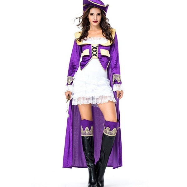 Purple Lace Dress Halloween Pirate Costume 