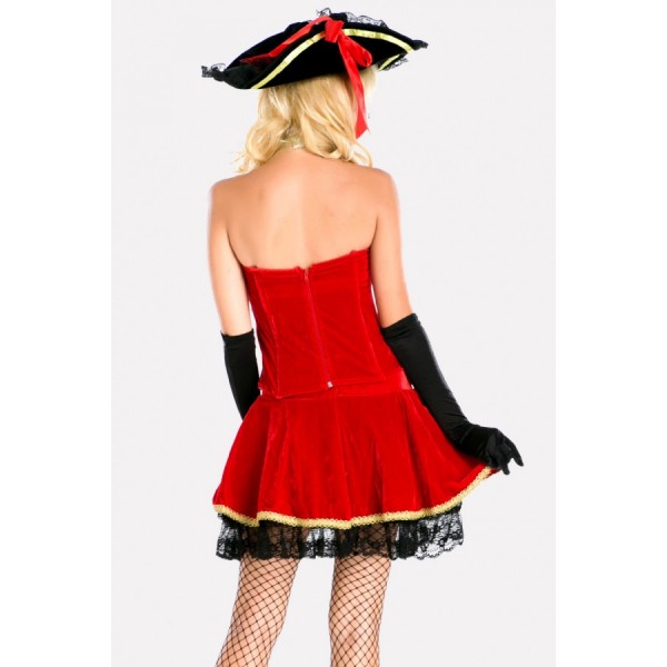 Red Pirate Adults Halloween Cosplay Costume 