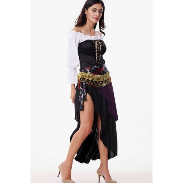 Black Pirate Dress Halloween Cosplay Costume 
