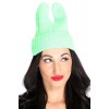 Neon Light Green Fold Over Top Ear Cute Beanie Hat