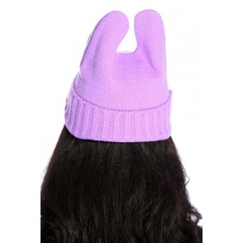 Light Purple Fold Over Top Ear Cute Beanie Hat