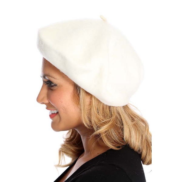 White Wool Stylish Beret Hat 