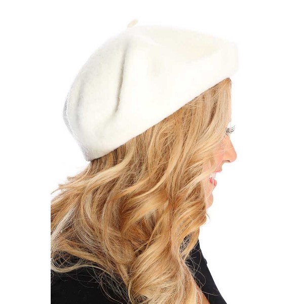 White Wool Stylish Beret Hat 