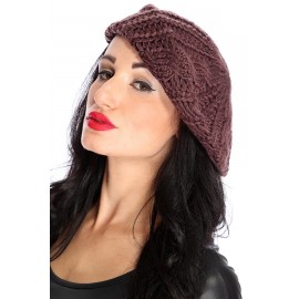 Coffee Thick Knit Beret Beanie Hat