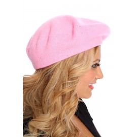 Pink Wool Classic Beret Hat