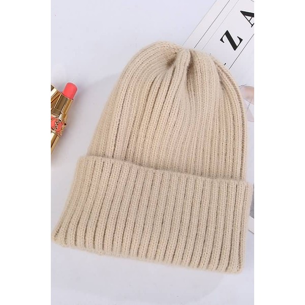 Knit Fold Over Beanie Hat 