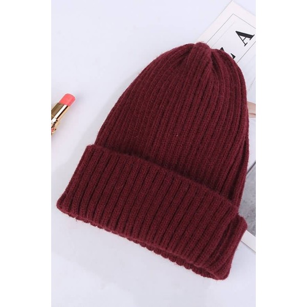 Knit Fold Over Beanie Hat 