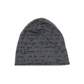 Dark Gray Letters Print Beanie Hat