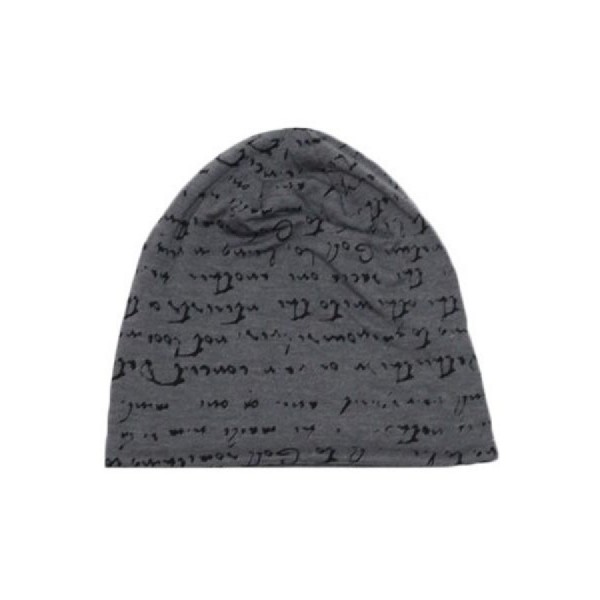 Dark Gray Letters Print Beanie Hat 