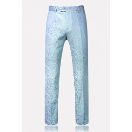 Men Light-blue Jacquard Pocket Street Pants