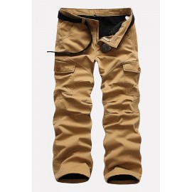 Men Khaki Pocket Casual Thicken Cargo Pants