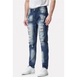 Men Blue Ripped Casual Jeans
