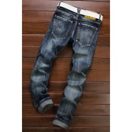 Men Blue Ripped Casual Slim Jeans